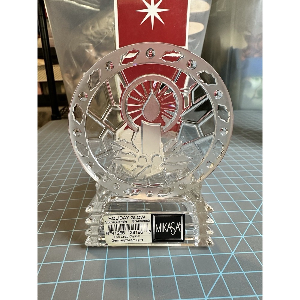Mikasa Lead Crystal Germany Holiday Glow Votive Christmas Candle Holder